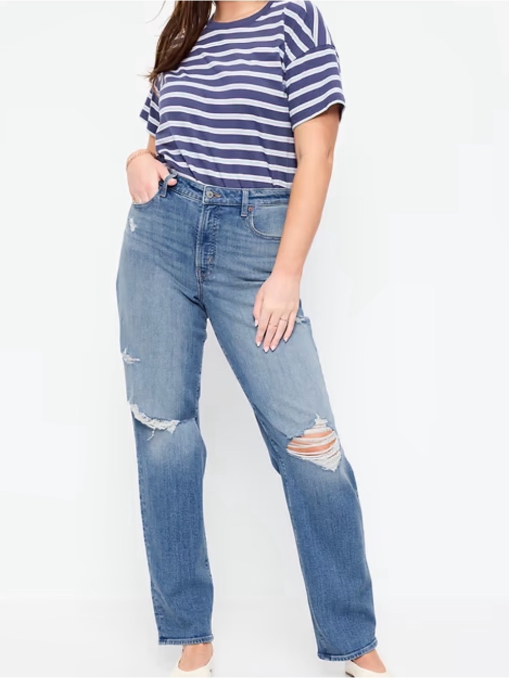 NWT Old Navy high rise O G loose distressed jeans